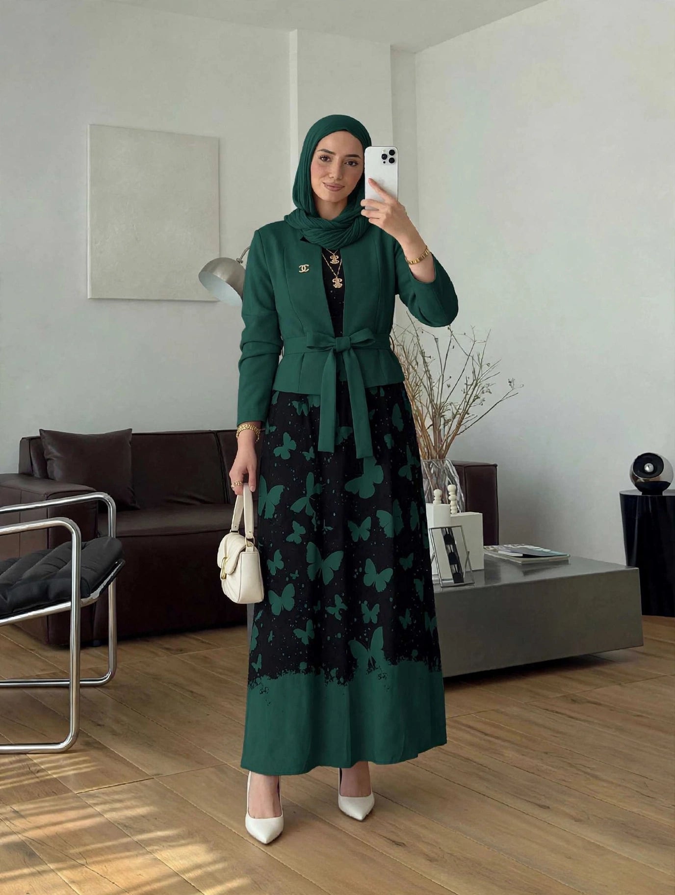 طقم قطعتين بحزام 0151 — أخضر غامق